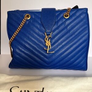 Saint Laurent Royal Blue Quilted Shoulder Bag